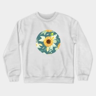 Sunflowers and Daisies Bouquets | Watercolor | Green | Pattern Crewneck Sweatshirt